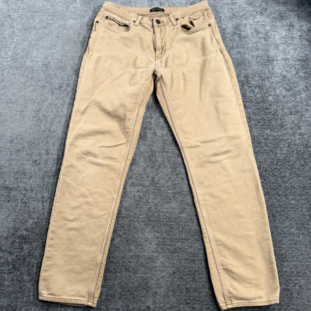 Banana Republic Mens Traveler‎ Pants 32x34 Tan Khaki Straight Leg Stretch Cotton